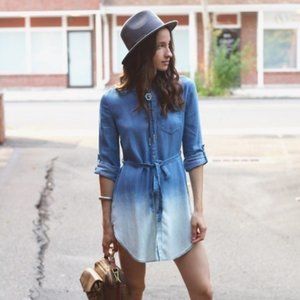 Anthropologie Dip Dye Denim Shirt Dress